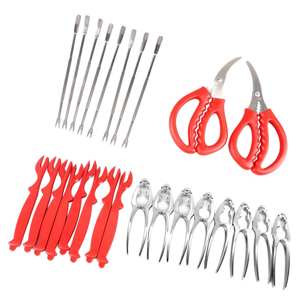Набор из 27 инструментов для морепродуктов, цинковый сплав, крабовые палочки, пластиковые ножки для лобстеров, крабовые ножки из нержавеющей стали