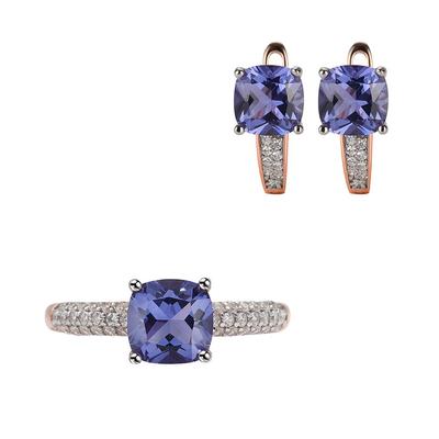 Ювелирные наборы из стерлингового серебра 925 пробы для женщин, серьги с танзанитом, трендовые роскошные ювелирные изделия на Хэллоуин, розовое золото