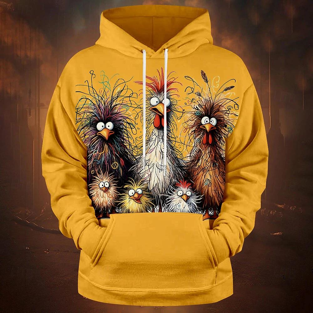Смешная мужская толстовка с капюшоном с принтом в виде животного и курицы, летняя повседневная футболка с коротким рукавом, уличная мода, толстовка с капюшоном, мужская свободная одежда