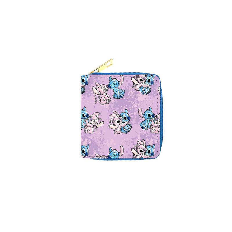 Disney Stitch PU Leather Short Zip Wallet for Women Students Cute Card Holder Coin Purse ID Case 6pcs