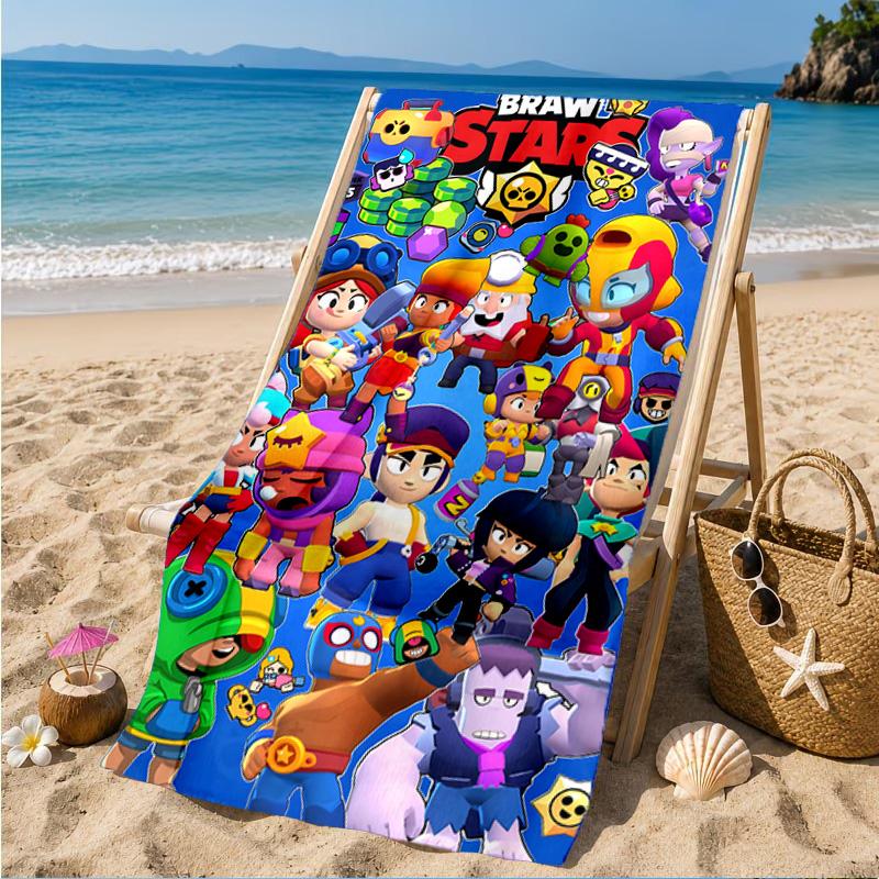 1PC Brawl Stars Microfiber Beach Towel, Soft Lightweight And Quick-Dry, Ideal for Summer Travel, Beach Essential, Swimming Pool Gift