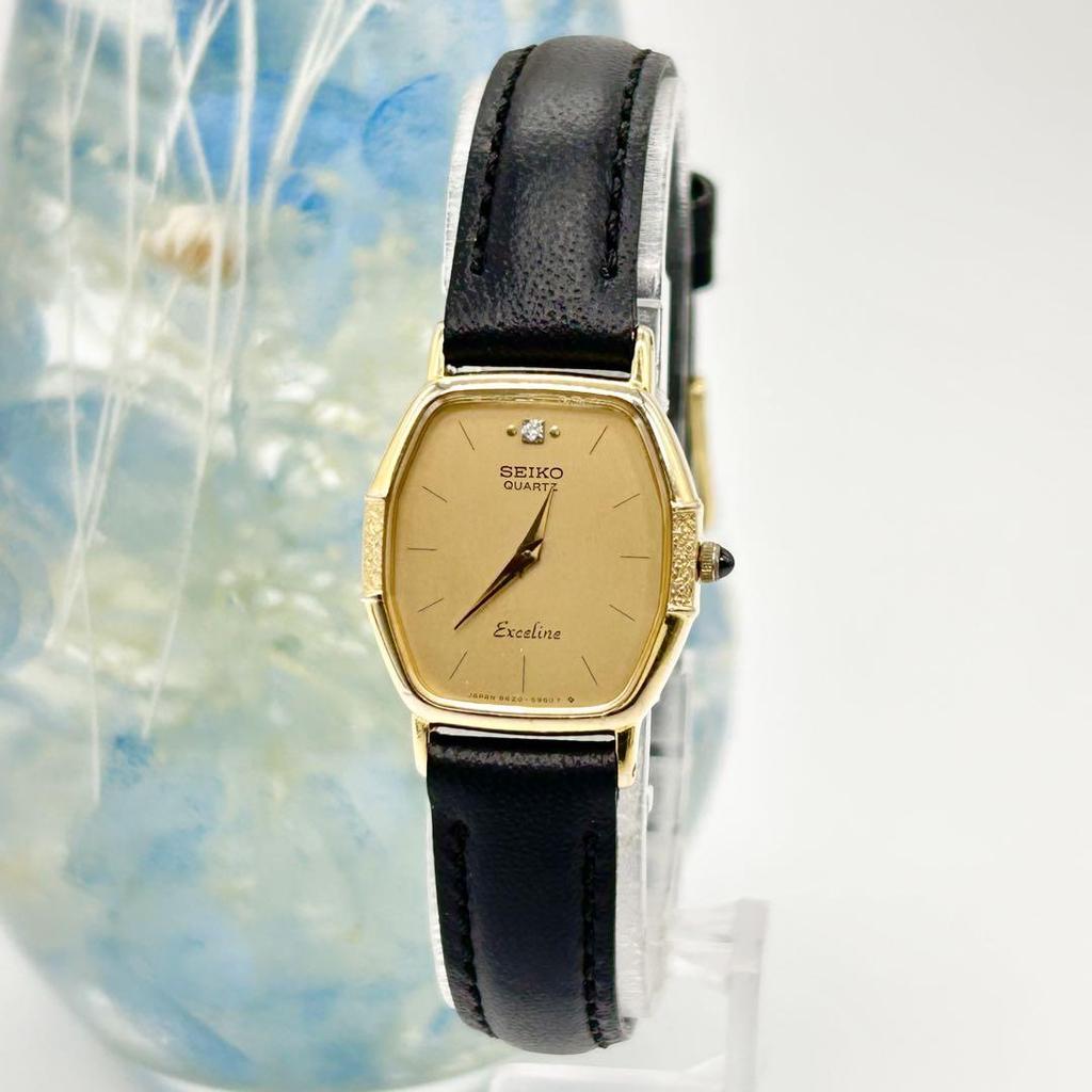 [USED] SEIKO Exceline 10K 1P Diamond Quartz Wristwatch