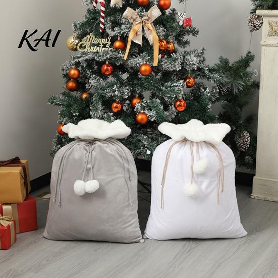Heat Transfer Gift Packaging Christmas Velvet Santa Bag, 19 x 26 Inch Large Drawstring Portable Storage Bags for Daily Use Claus Reusable Presents