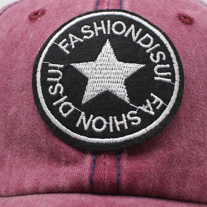 Summer Washed Pentagram Baseball Cap Retro Denim Ripped Cap Outdoor Casual Sunscreen Visor