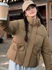 2024 New Casual Stand Collar Winter Women's Puffer Jacket Clothes Cropped Parkas Coat Down Cotton Padded Outwear