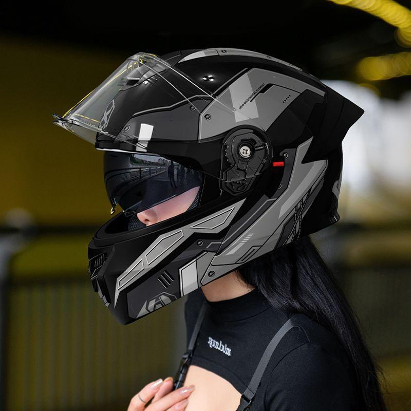 Motorcycle Helmet Men's Face Lifting Helmet Four Seasons General Motorcycle Winter Warm Women's Electric Car Helmet