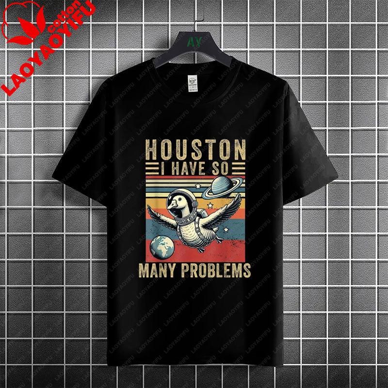 Houston I Have So Unisexy Problems Funny Astronaut Graphic Tshirt 100cotton Short Sleeve Casual Humor Style Tshirt Unisex Clothing