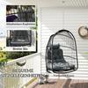 Hanging Chair Hanging Basket with Cushion Poly Rattan Swing Outdoor Indoor Foldable Load Capacity up to 150kg Dark Grey
