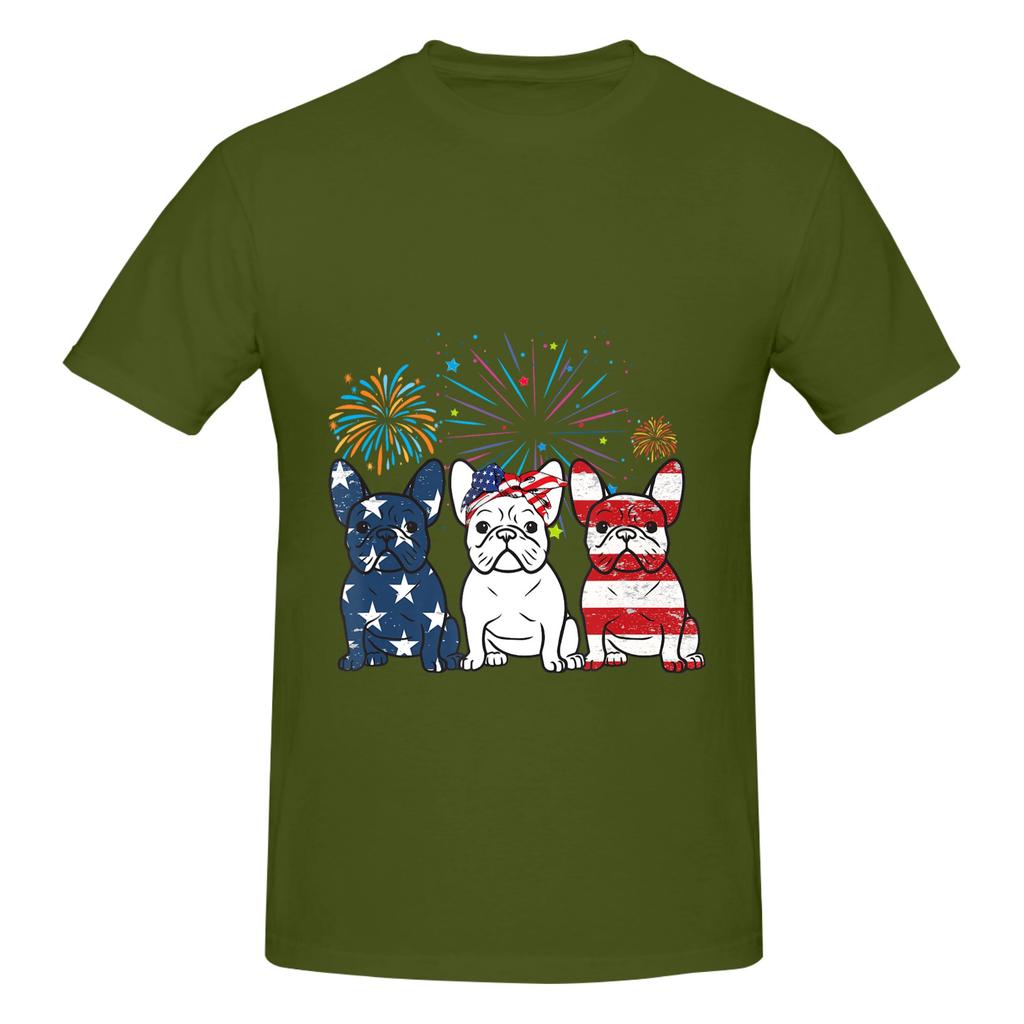 1 Piece Independence Day Funny 100 Cotton Tshirt French Bulldog Tops Tees For Unisex