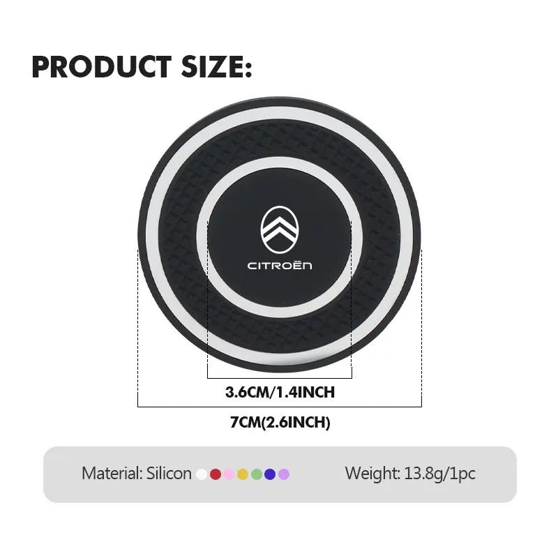 OCDK9 2pcs Car Anti Slip Insert Mat Coaster Water Cup Slot Decorate Pad For Citroen C5 C1 C2 C6 C4L DS3 DS4 DS5 C-Elysee Grand