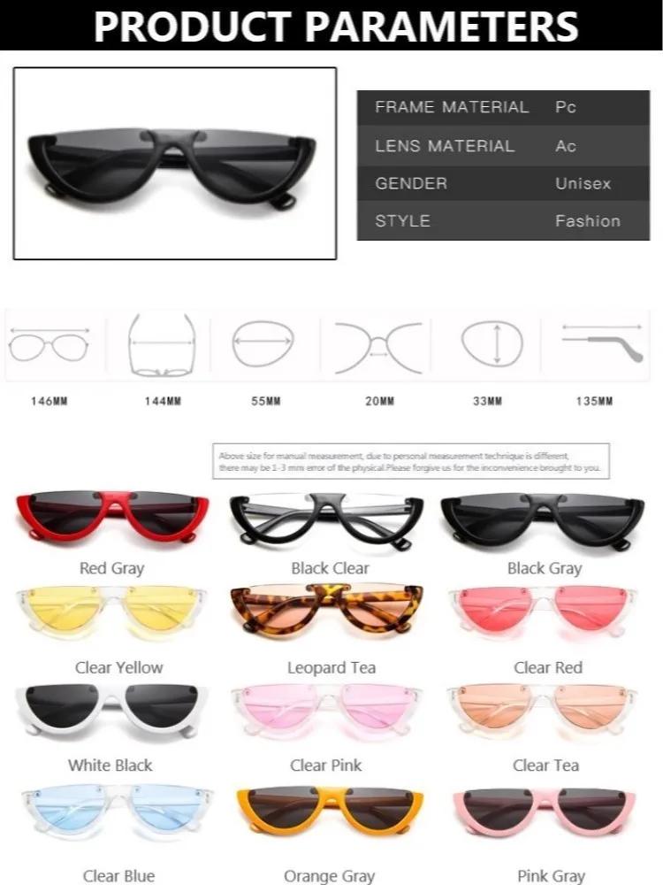 Colorful Half-Frame Sunglasses for Men Women Retro Trendy Street Style Personalized Lenses Lightweight Fashion Unisex Design