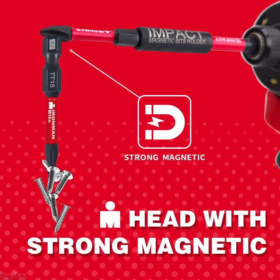 Магнитный бит для ударной отвертки Torx, сталь S2, длинный удлинитель, биты для шуруповерта, шестигранный хвостовик, головка с держателем-основанием