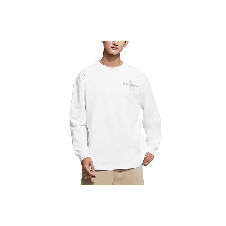 Calvin Klein Overlapping Letter Long-Sleeve T-Shirt Unisex Tops White J400192-YAF