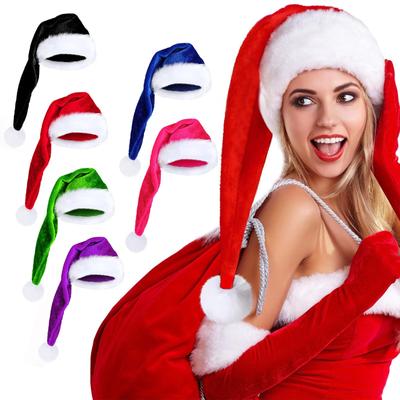 Длинная рождественская шапка Санты для взрослых унисекс, рождественская бархатная плюшевая рождественская шапка для праздничного фестиваля, декоративный костюм для вечеринки