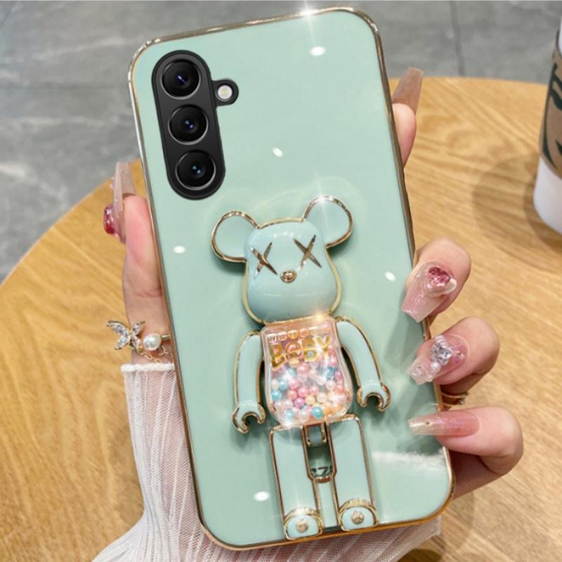 For Samsung Galaxy A07 / A07S / A08 / A18 Case Soft Electroplated Quicksand Hourglass Pellet KWAS Bear silicone shockproof Protector Smooth