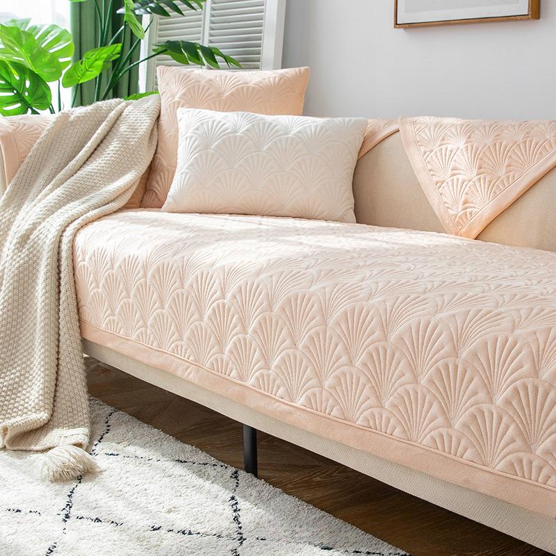 Универсальная нескользящая зимняя плюшевая утолщенная однотонная подушка для дивана на четыре сезона, простой скандинавский простой чехол для дивана, чехол