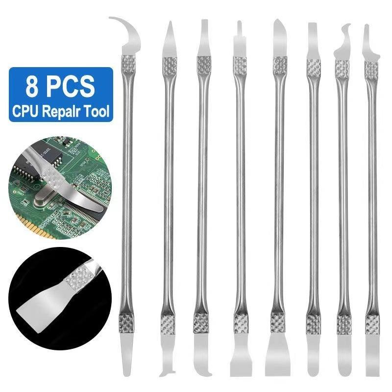 8-in-1 Thin CPU Pry Knife Multi-function Repair Tool Kit Hook Blades for Mobile Phone Tablet Mainboard Chip Disassembly Glue