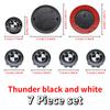 BBKR7 Car Thunder black white Logo Front Hood Emblem 82mm+Rear Badge 74mm+Wheel Hub Cap 68mm+56mm steering wheel sticker For All BMW