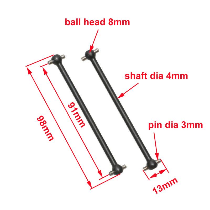2PCS 1/8 Scale RC Car Dog-bone Drive Shaft 80.5/88/91/94/95/100/106/132/139.5mm Wheels Transmission Axle Linkage