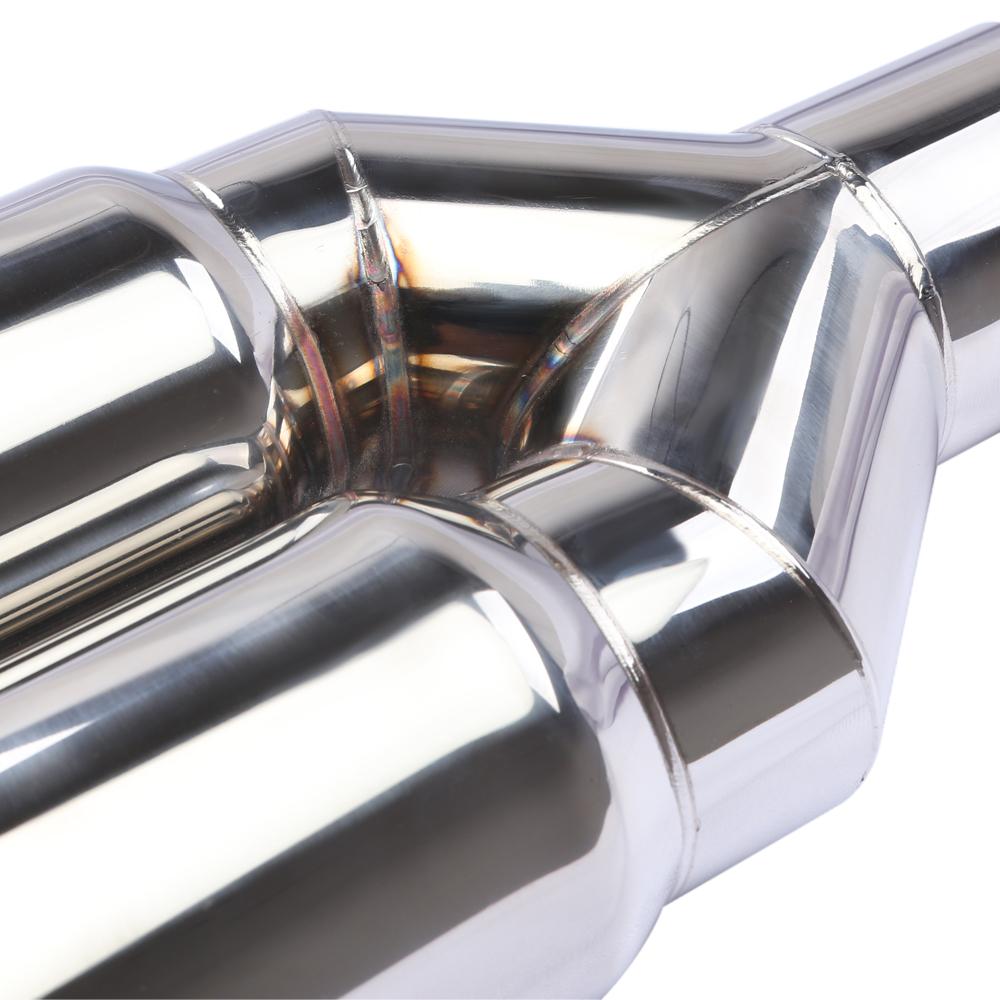 Универсальный 63мм вход 76мм выход Двухцилиндровый Нержавеющая сталь Выхлопная труба Глушитель Для Замены Выхлопной Системы Автомобиля