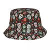 Custom Day Of The Dead Sugar Skull Bucket Hats Women Unisex Fashion Summer Beach Sun Mexican Skeleton Gothic Fisherman Cap