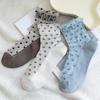 Women's Mesh Sheer Socks Heart Print Ruffle Ankle Socks Summer Ultra Thin Cool See Through Lace Socks