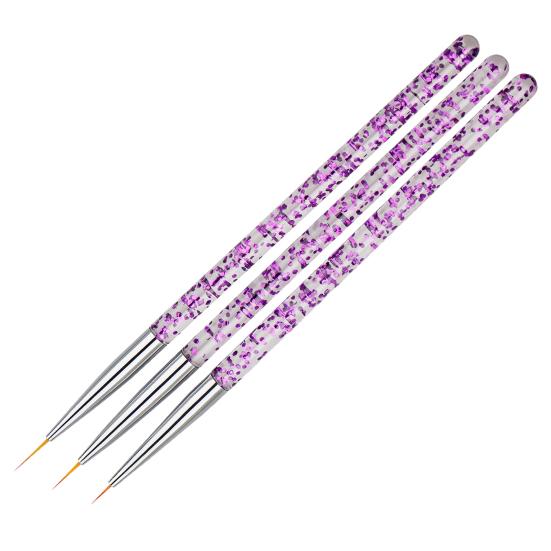3Pcs Nail Art Liner Brushes Non-deformation Non-corroding Nail Supplies UV Gel Painting Acrylic Liner Brushes for Salon