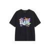 Li-Ning Cartoon Illustration Logo Print Round Neck Short Sleeve Drop Shoulder T-Shirt Unisex T-Shirt Black AHST921-2