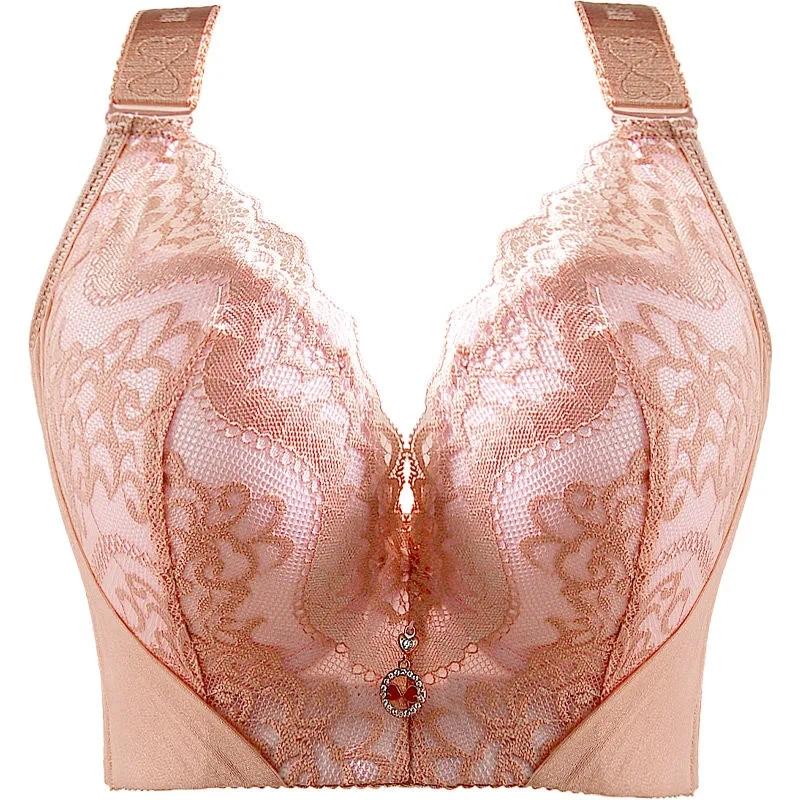 Сексуальный бюстгальтер пуш-ап размера плюс 34-46, кружевной бюстгальтер с чашкой CD и вышивкой, женский собранный бюстгальтер без косточек для большой груди, бюстгальтер, женское нижнее белье, топ