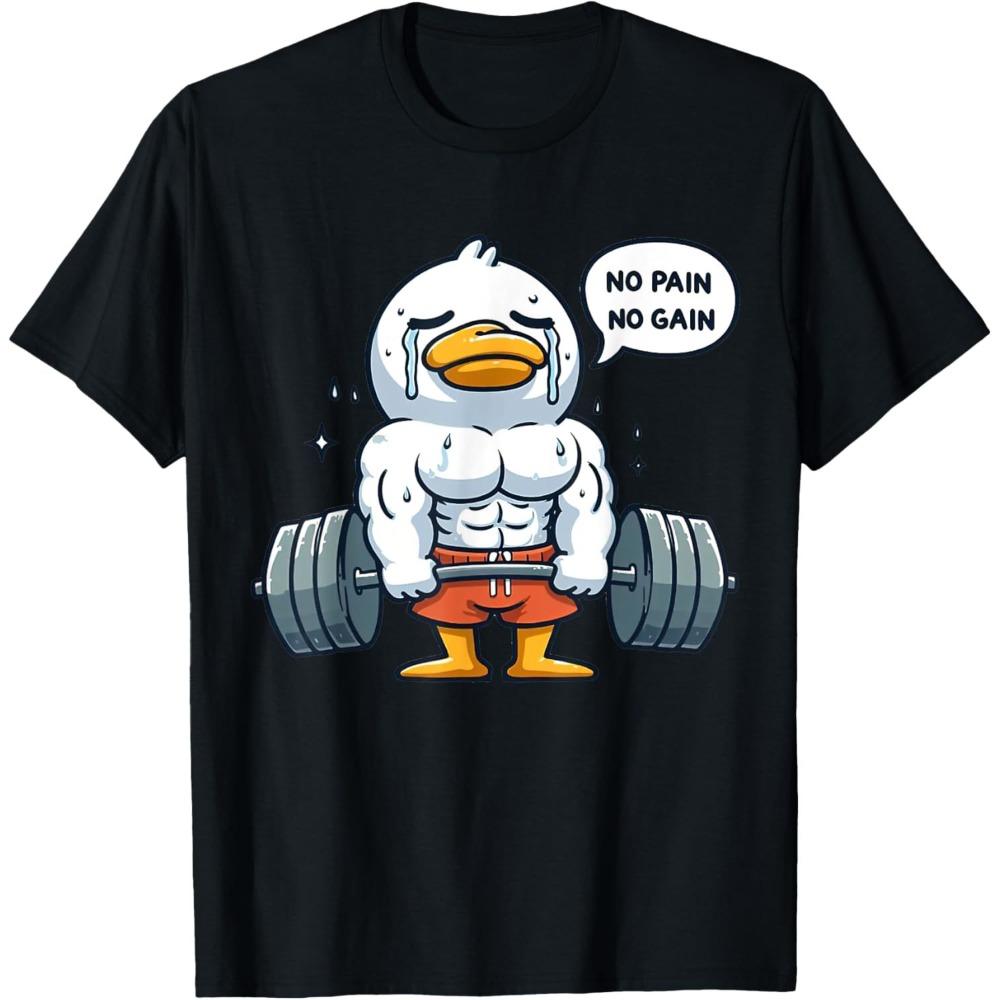 Летняя мужская футболка с принтом Quackin Duck Gym 3D, футболка для бодибилдеров, мужская уличная одежда, свободный топ