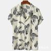 Summer Man Palm Leaf Print Shirt Short Sleeved Lapel Men'S Shirt Hawaiian Beach Shirt