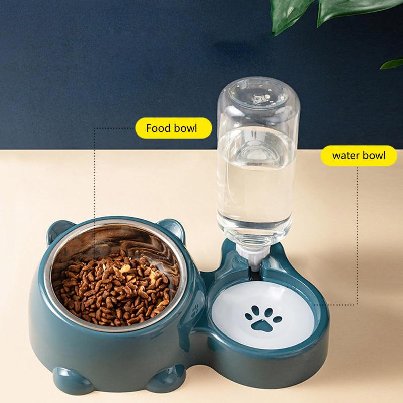 2 In 1 Pet Feeding Bowl Set Automatic Water Dispenser Anti-overflow Detachable for Small Dogs Cats Pet Grooming Shop Use