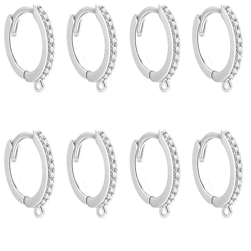 Zircon Circle Earrings: Hoop, Stud, Clip, and Hook Jewelry Making Accessories