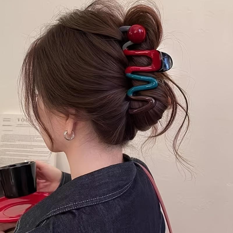 Wave Block Large Hair Clips with Shark Clip Cartoon Design Hairpin Premium Back-of-Head Hair Accessories for Women