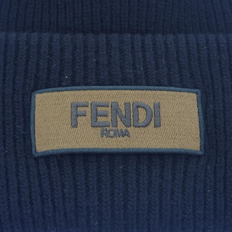 Fendi FXQ994AJE6 Вязаная шапка черная шерсть мужская