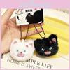 Adorable Plush Keychain Accessory Featuring Fluffy Cartoon Pet Design In Black And White