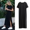 Newest Women Sexy Side High Slit Short Sleeves Dress