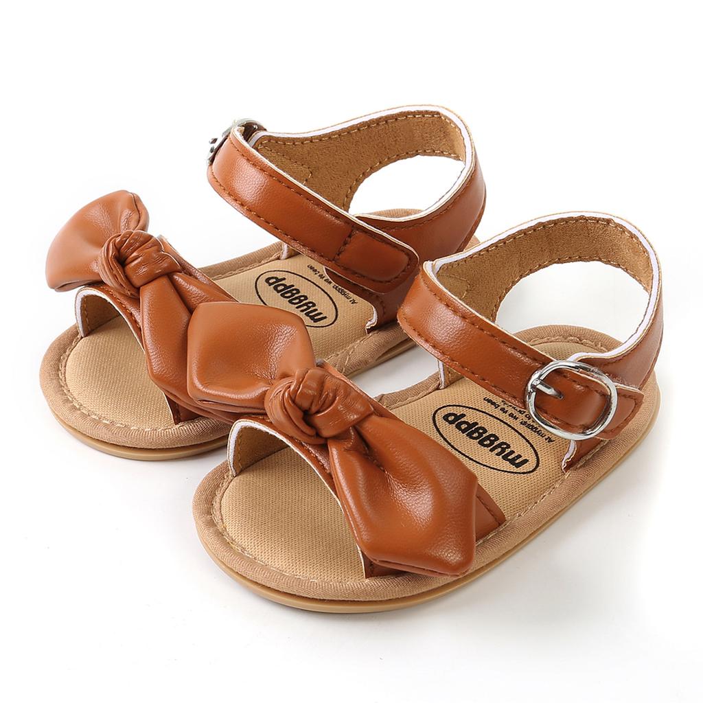 Baby Sandals Creative Knotted Bows Embellished Ring Buckles Adjustable Non-Slip Summer Outdoor Flats Shoes