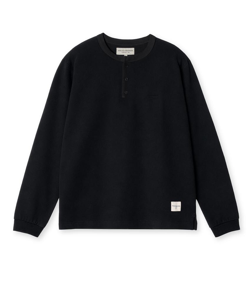 Edeunbeoleokeulleob Футболка с длинным рукавом и воротником-henley (черный)