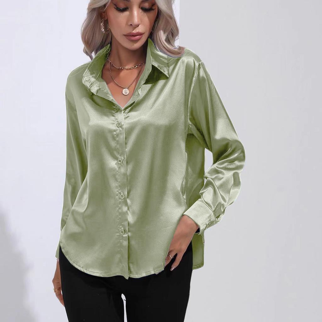 Женская простая блузка, весенний новый кардиган с V-образным вырезом, свободная рубашка с длинным рукавом и пуговицами