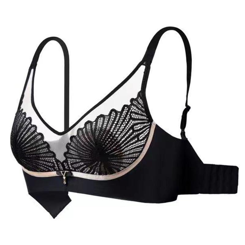 Ultra-thin Lace Bra Gathered Adjustable Underwear Shockproof Anti-glare Bra