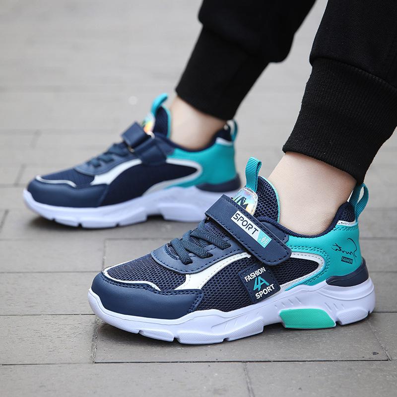 Cross-border Hot Selling Boys' Shoes 2024 Spring and Autumn New Mesh Breathable Medium and Large Boys Children's Sports Shoes