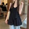 New ArriValS Open Run Women S V Neck aSymmetrical Frill Cami blouSe
