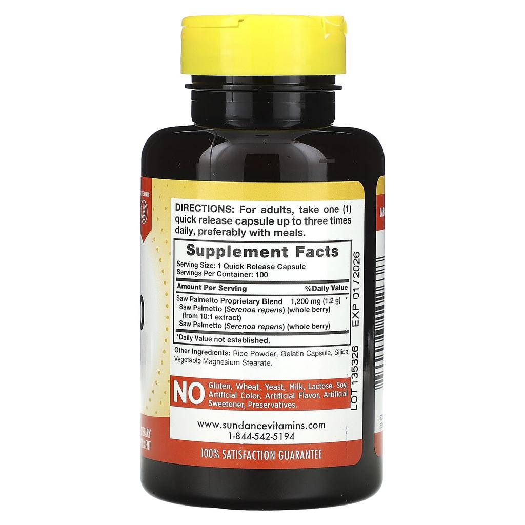 Saw Palmetto, 1,200Mg, 100 Rapid Release Capsules