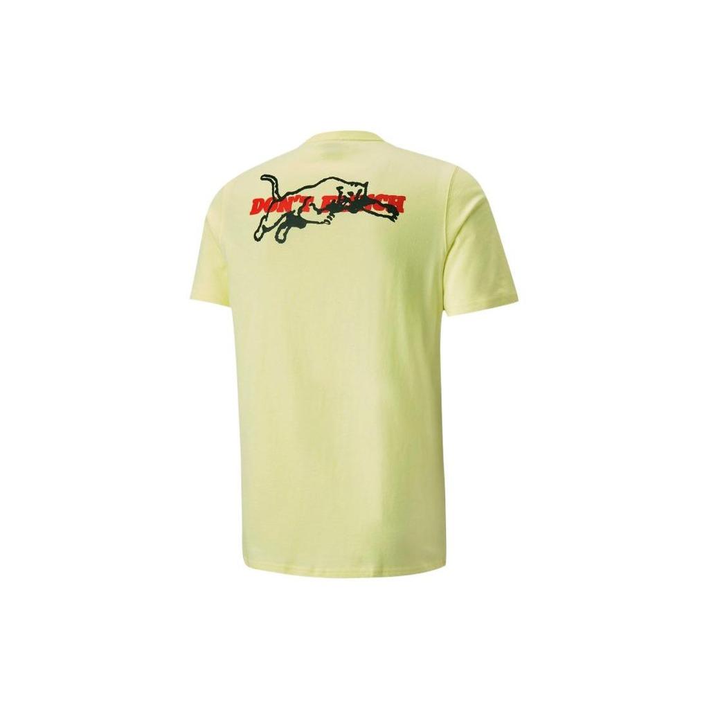 Puma Scouted Logo Printed Sports Round Neck Short Sleeve T-Shirt Men Tops Light-Yellow 532120-02