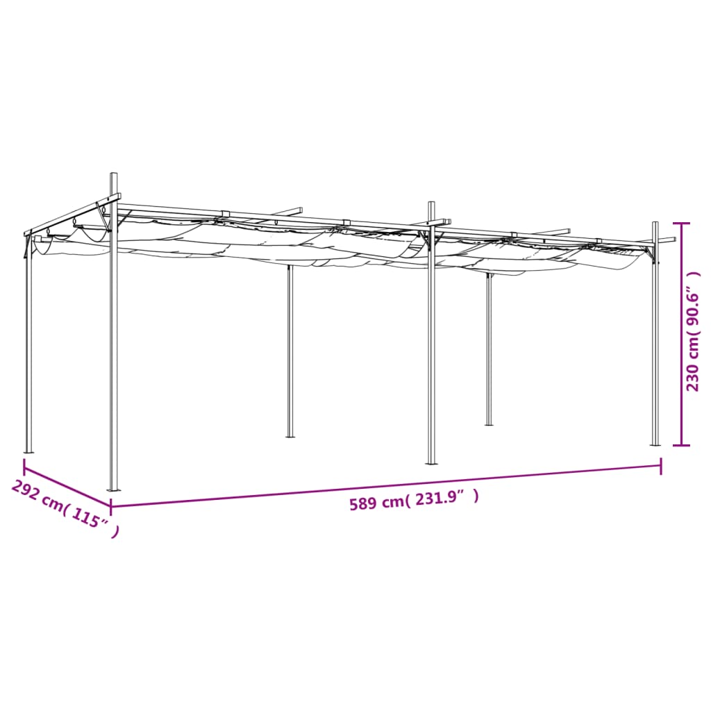 Pergola with Sliding Roof Cream 589 x 292 x 230 cm
