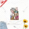 Happy Easter Tshirt Bunny With Floral Crown Egg Basket Graphic Artistic Aesthetic Breathable Casual Festive Outfits For Spring