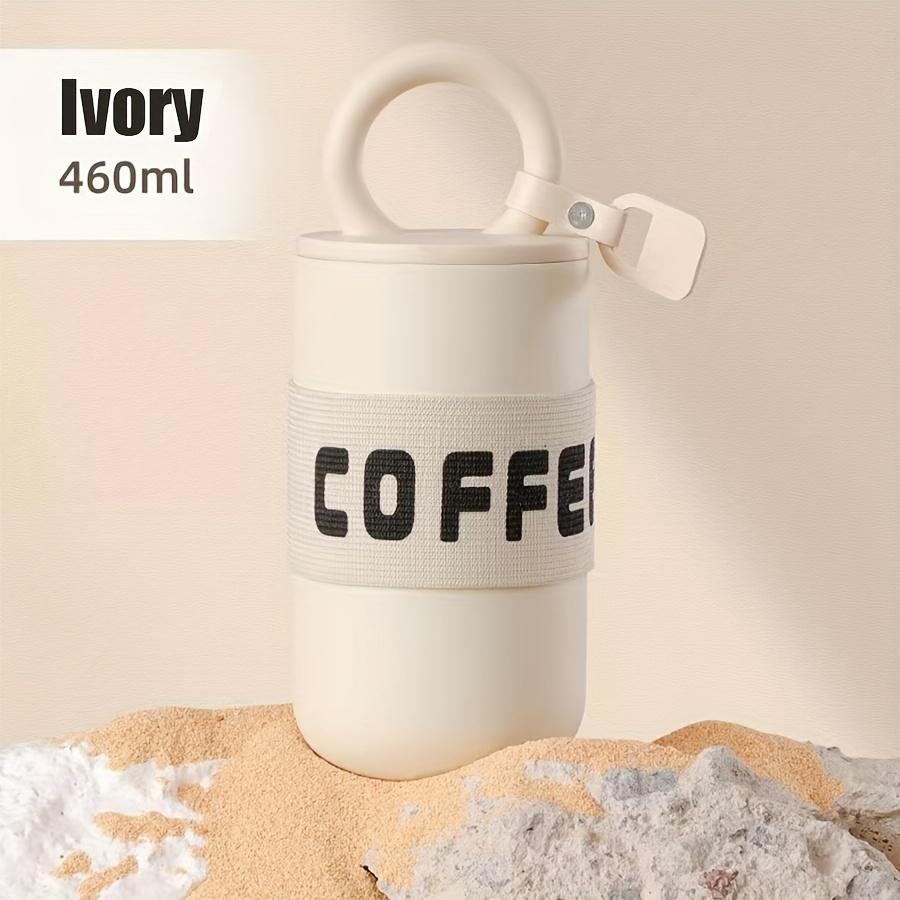 Кофейная чашка из нержавеющей стали, портативный изолированный чайник с ремнем для переноски - подходит для кемпинга на открытом воздухе, езды на велосипеде, спорта и фитнеса