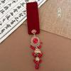 Blue Gem Healing Rhinestone Pearl Ethnic Tassel Hair Clip for Women