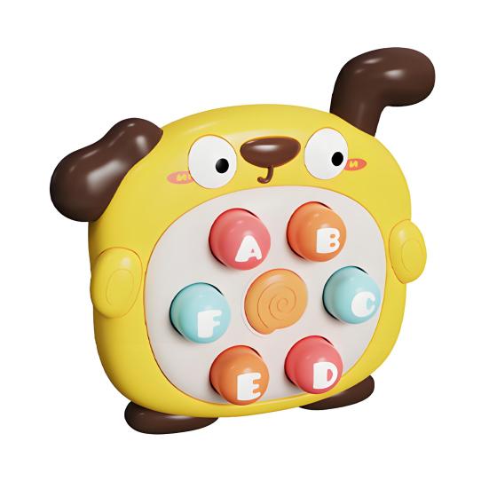 2-In-1 Mole Beating Whistle Toy Cartoon Dog Milk Tea Cup Push Button Handheld Game Machine Portable Travel Toddlers Educational Press Button Toy